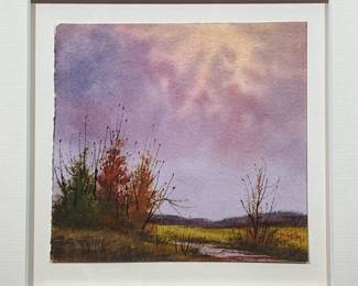 BILL ELY WATERCOLOR | Untitled. Watercolor on paper. 6 x 6.25 in. sight. Signed lower right - w. 11.5 x l. 11.5 in