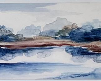 OCEANIC WATERCOLOR | Water color painting 11.5 x 35 in. Sight - w. 18 x l. 42 in