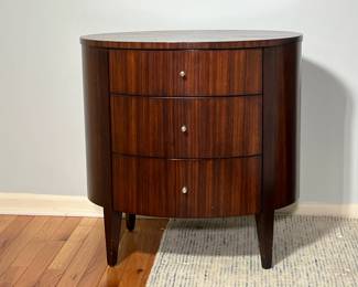 ETHAN ALLEN SIDE TABLE | Oval side table with 3 drawers and inlay top - h. 26.5 x w. 21 x l. 26 in