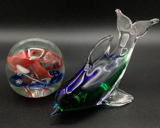 Art glass dolphin and paperweight
