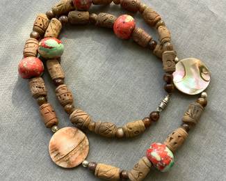 Hand carved bead necklace