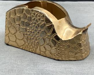 Rare Vintage Mid Century Ted Arnold Ltd Brass Alligator Texture Tape Dispenser