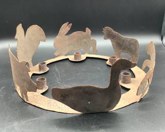 Metal Farmhouse Animal Candle Holder