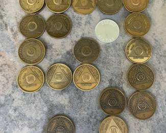 Brass sobriety coins even 27 years!!