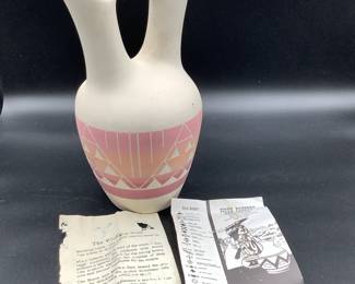 Signed Sioux pottery wedding vase