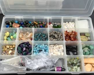 Huge tackle box with 4 cases full of beads