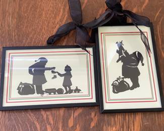 Santa boy and girl dual sided silhouette art 