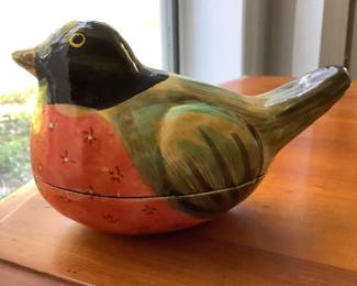 Folk Art bird trinket box
