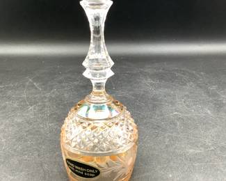 Etched amber carnival glass bell