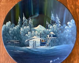 Signed hand painted Alaska art tin