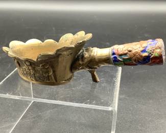 Vintage brass and enamel silk iron