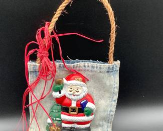 Handmade christmas denim tote