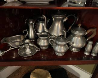 Pewter items, including a tea set by Royal Holland Pewter.