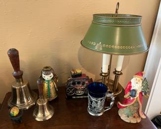 Brass bells and other vintage decor.