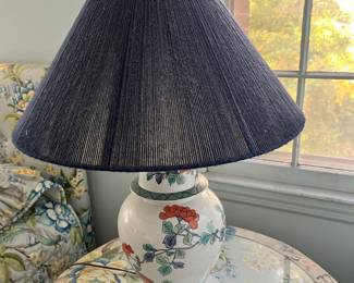 Pr. Ginger jar lamps with string shades