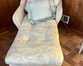 Pr. White wicker chaises- sturdy