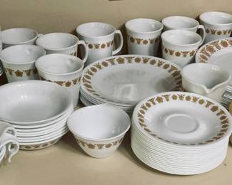 Vintage Corelle Ware Butterfly Gold Dishes. 85 Pc. Set.