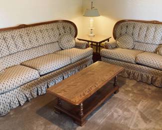 Vintage Broyhill Sofa and Loveseat. MCM Coffee Table and End Table.