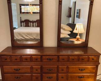 Vintage 12 Drawer Double Mirror Dresser.