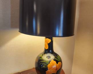 Vintage  black lacquered lamp
