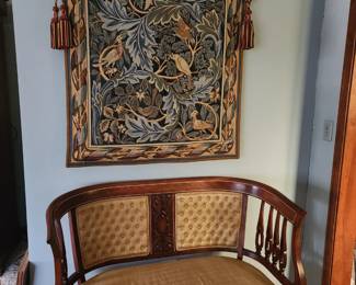 Large tapestry with carved Settee 