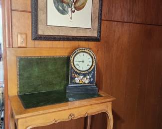 Leather-topped drop leaf game table