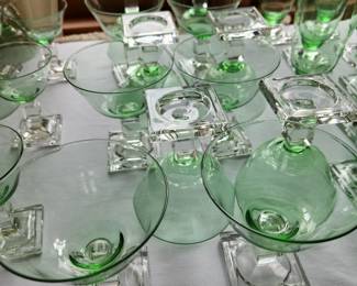 "Duncan Miller " Uranium glass stemware
