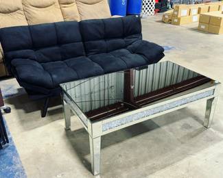 Futon and Mirrored Coffee Table orlando Estate Auction