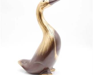 Large Brown & Gold Goose Sculpture