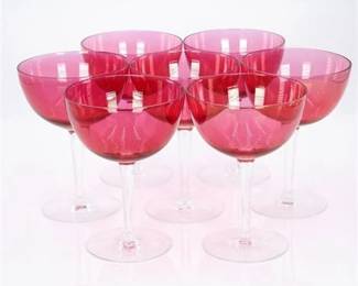 Cranberry Rounded Bottom Wine Glasses (Set of 7)