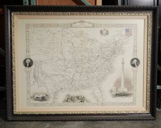 Framed Print Of 1850 John Tallis United States Map