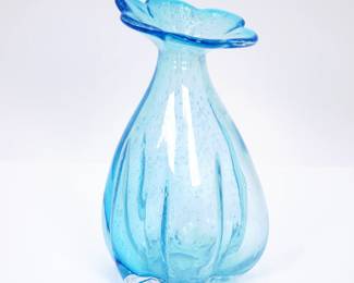 Blue Bubble Flower Glass Art Vase