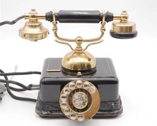 Vintage Brass French Style Rotary Dial Phone, Model DO-8