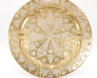Ornate Etched Brass-Plated Tray