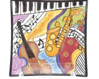 Rhapsody Cafe Handpainted Square Ceramic Plate