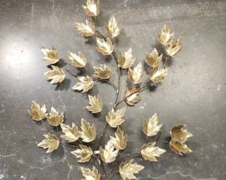 Mid Century Brass Leaves Wall Sculpture