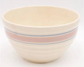 Vintage McCoy Pottery Pink & Blue Stripe Mixing Bowl
