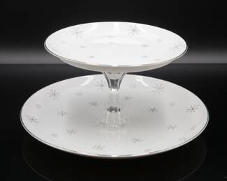 Mid Century Atomic Starburst Snowflake Japan 2-Tier Serving Tray