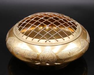 Etched Brass-Plated Incense Burner