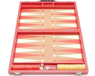 Backgammon Set with Crisloid Red & Butterscotch Bakelite Pieces