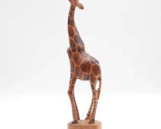 Carved Wooden Giraffe Figurine
