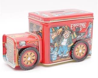 SCC Collectible Tin Fire Dept Engine 5 Piggy Bank