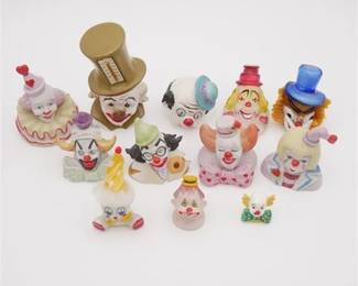 Lot Of 11 Vintage Assorted Miniature Clown Figurines ft. Bug House & Murano