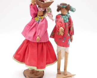Hand Made Peruvian Folk Art Wooden Dolls