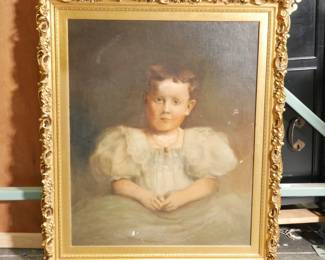 19th Century Girl Portrait Oil Painting