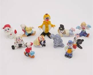 Lot Of 11 Vintage Assorted Miniature Clown Figurines ft. Bug House & Murano