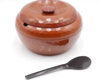 Japanese Lacquerware Covered Rice Serving Bowl w/Rice Paddle