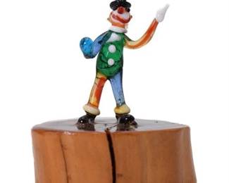 Murano Glass Style Clown On A Resin Base