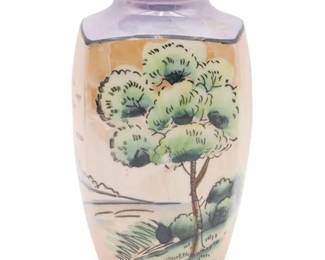 Vintage Lusterware Small Japanese Vase w/ Landscape Scene