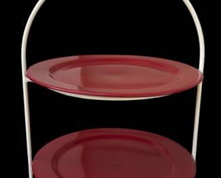 Plate Stand and Red Plates 